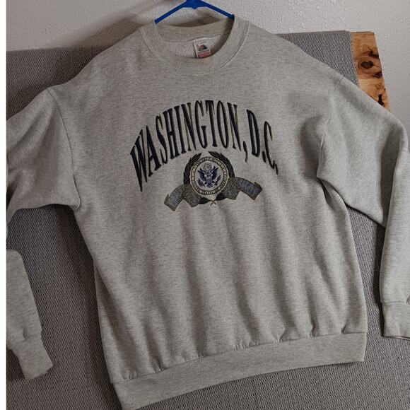 Vtg Fruit/Loom Sweat Shirt XL Gray Washington DC Crew USA - Picture 2 of 14